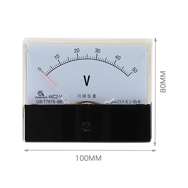 44c2 DC voltmeter analog panel pointer voltmeter DC 1V 3V 5V 10V 15V 20V 30V 50V 75V 100V 150V 300V 450V 500V