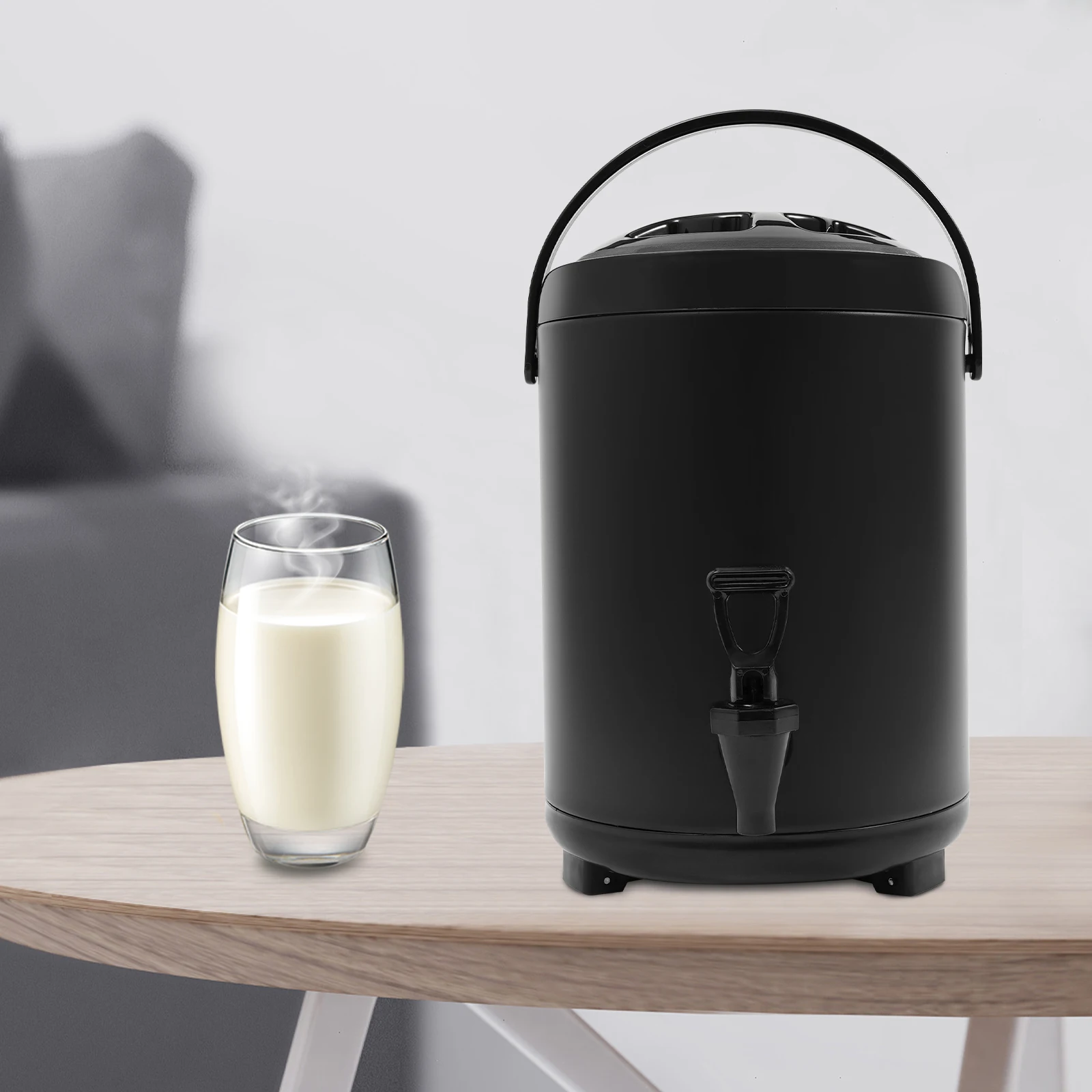 

8L Stainless Steel Insulated Drink Dispensers with Faucet Soybean Milk Bucket Tea Bucket for Cafes Buffets Milk Tea Shops