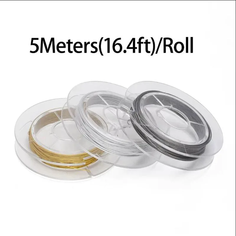5M/roll 7-Strand Bead String Wire Nylon Coated Stainless Steel Wire for Necklace Bracelet Beading Craft Work 0.3/0.4mm
