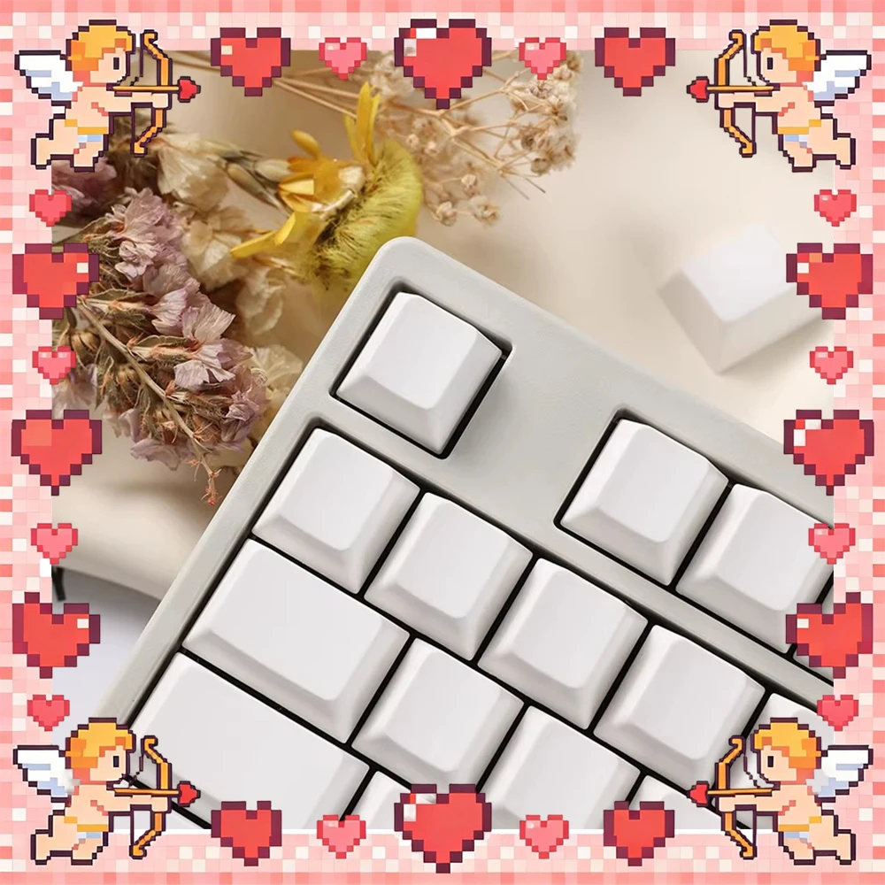 

PBTfans Beluga Whale PC Keycaps Pbt Factory Height Keyboard Keycaps Skin Handle Containing Glass Beads For PC Accessories Gifts