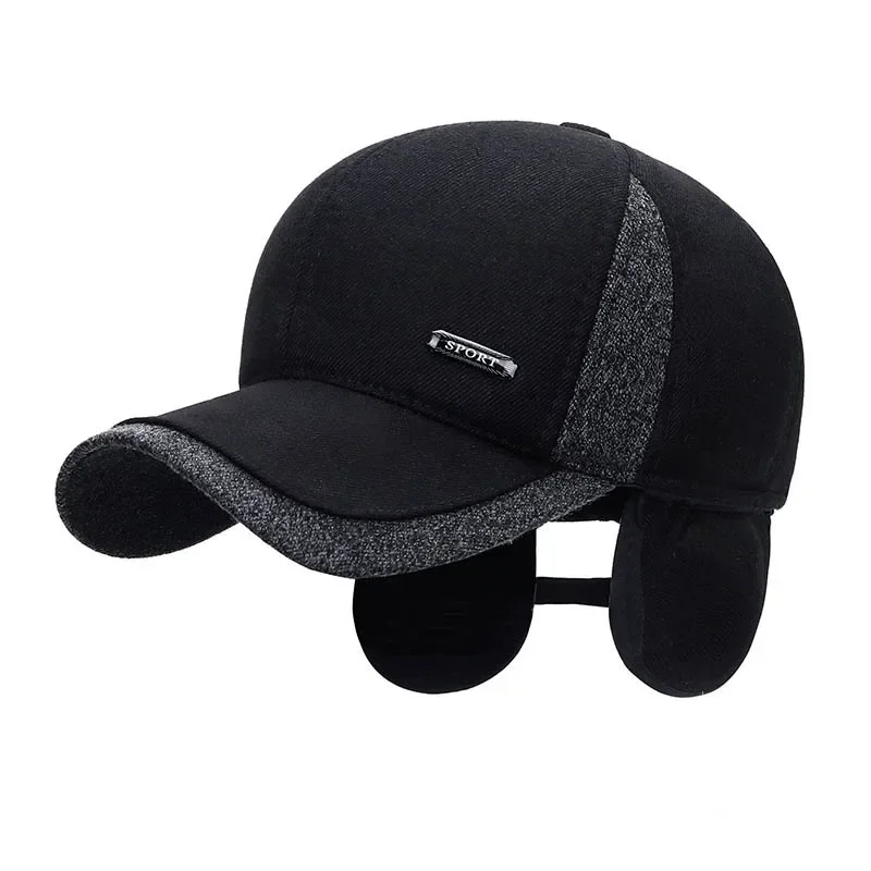 Hats New Winter Dad Men's Baseball Cap Thicken Cotton Warm Snapback Caps For Men Windproof Ear Protection With Earflap Hat