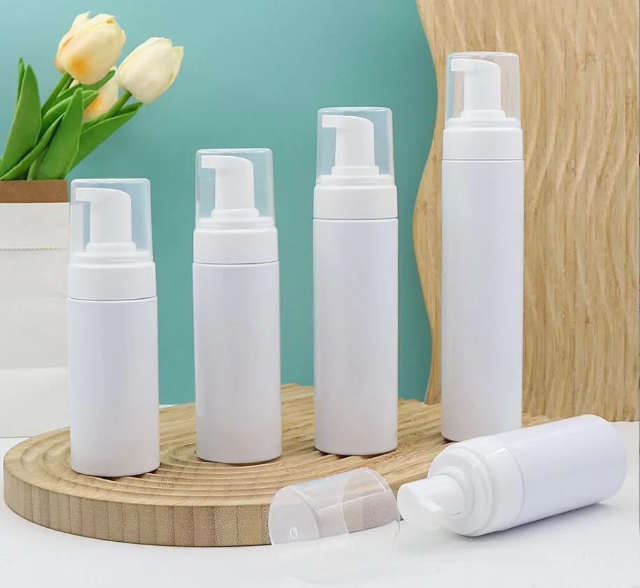 

100ML white/clear plastic PET bottle black foaming pump facial foam MOUSSE cleanser/hand washing lotion emulsion skin packing