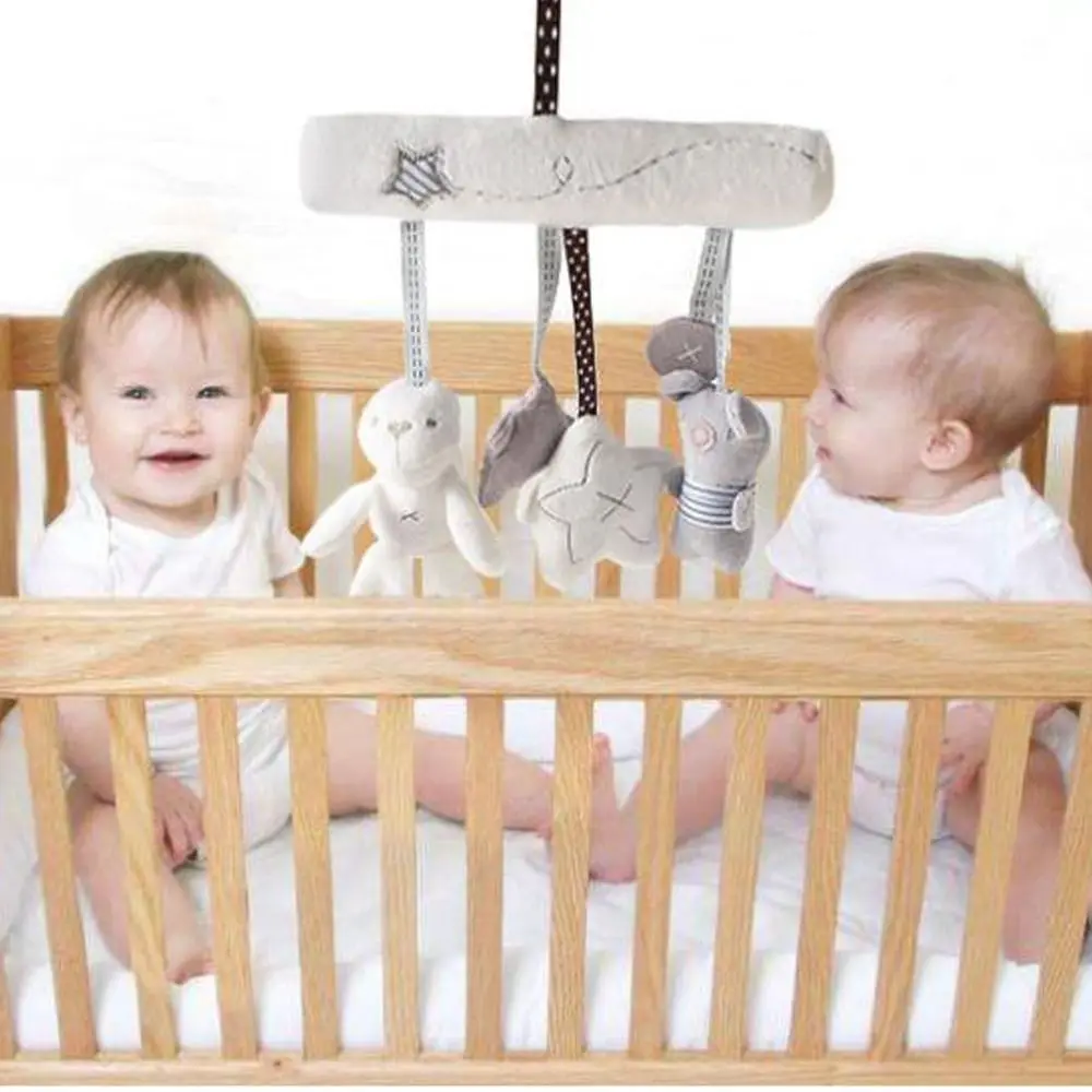 Nuovo morbido peluche appeso al letto giocattolo di coniglio coniglio a forma di stella campana a mano multifunzionale simpatico regalo per passeggino