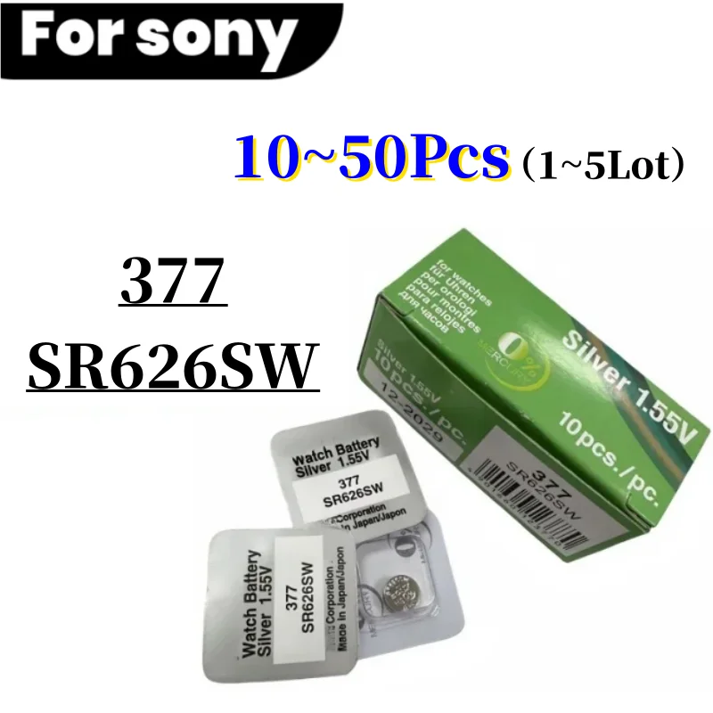 10-50Pcs For SONY SR626SW LR626 AG4 1.55V Batteries LR66 377 377A Alkaline Battery Watch Toys Car Remote Coin Cell