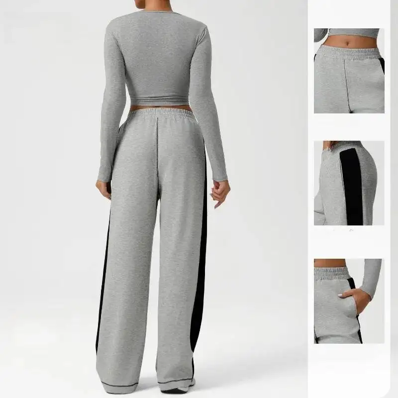 

Women S New Color Blocked Striped Yoga Versatile Slim Fit Loose Sweatpants Set Outdoor Sports Running Fiess Suit