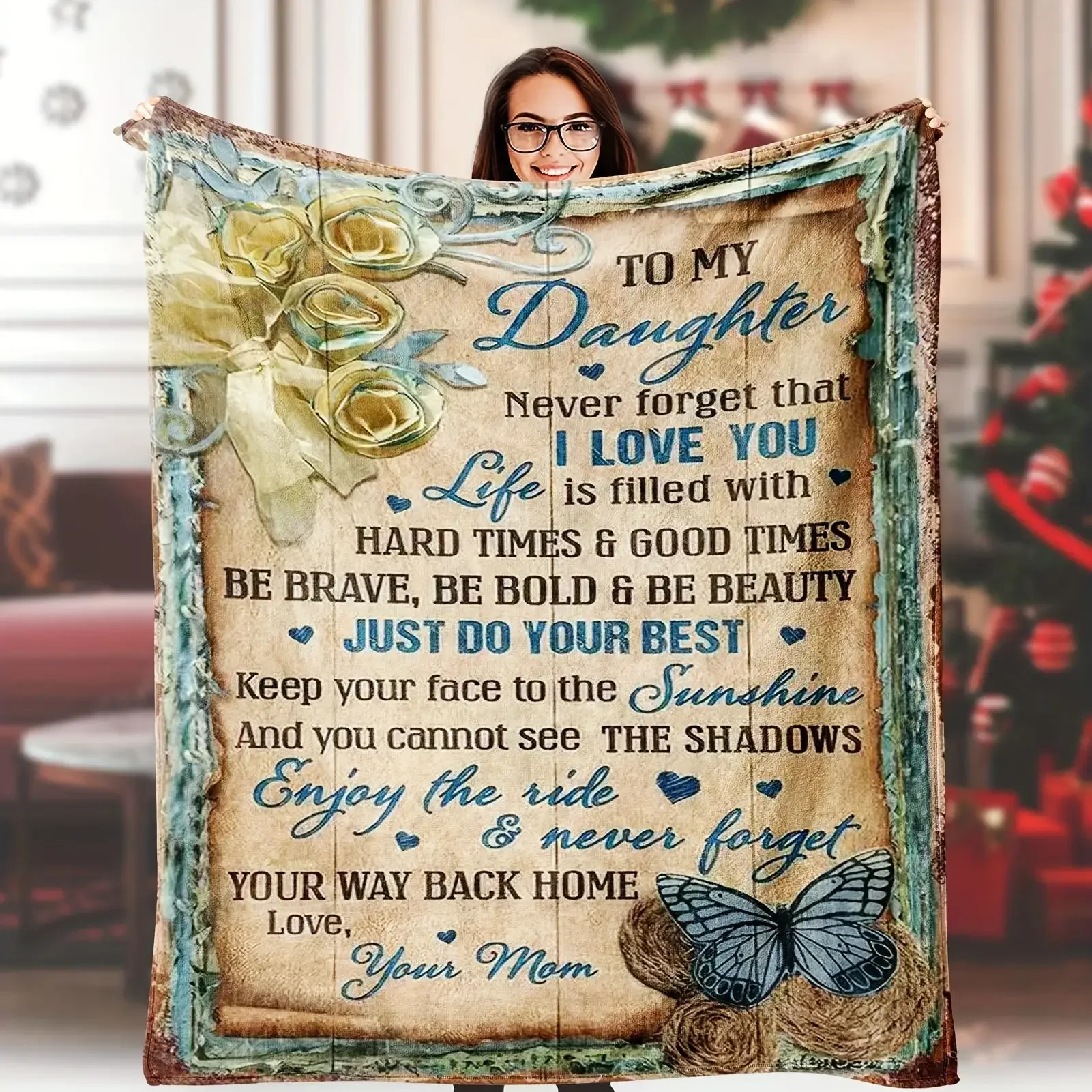 

1PC Custom Blanket Warm and Comfortable Daughter Mom's Blanket Mom's Birthday Gift for Bedroom Bedspread Home Decor