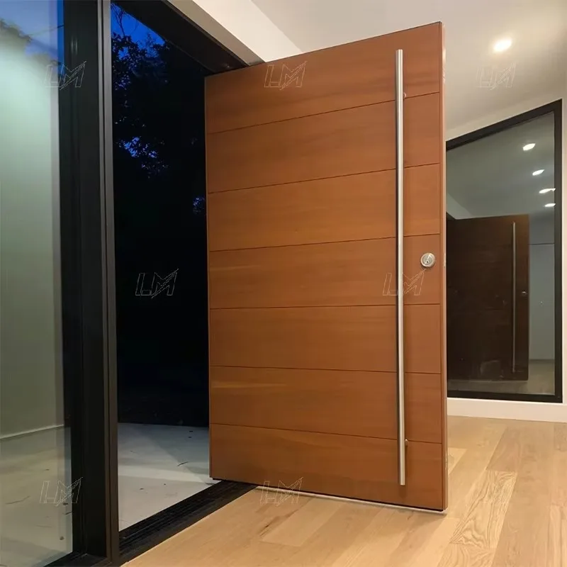 2026 Modern Custom Hard Wood Style Door Secure Anti-theft Fire Carved Bulletproof Explosion-proof Villas Exterior Front Entry Do