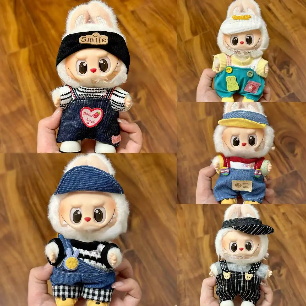 

17cm Mini Plush Doll'S Clothes Outfit Accessories For Korea Kpop Labubu Idol Sitting Party V1 V2 Autumn onesie hat set Clothing