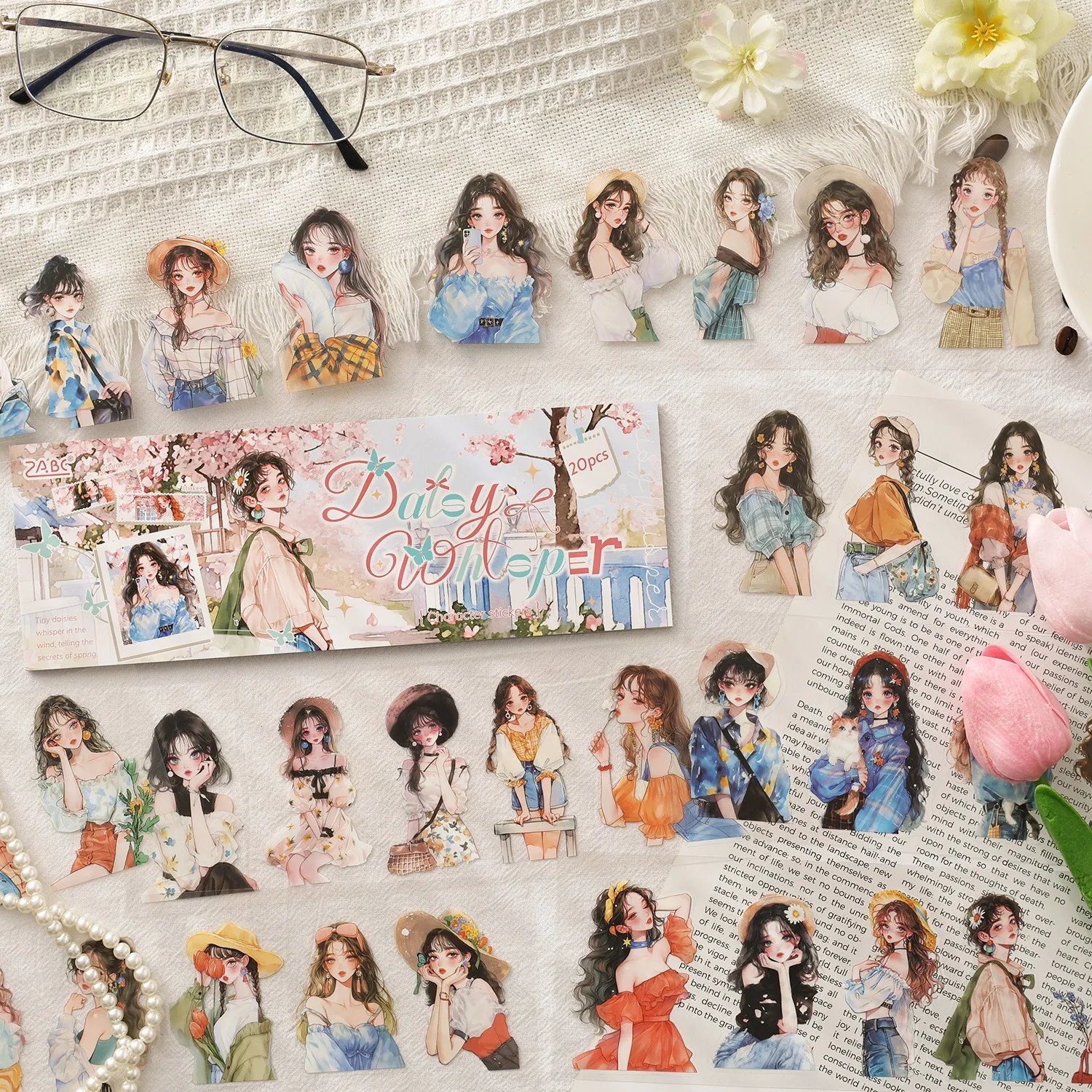 Kids Journal Sticker Set Pastel Diary Theme Cross Border Craft Material for Handmade
