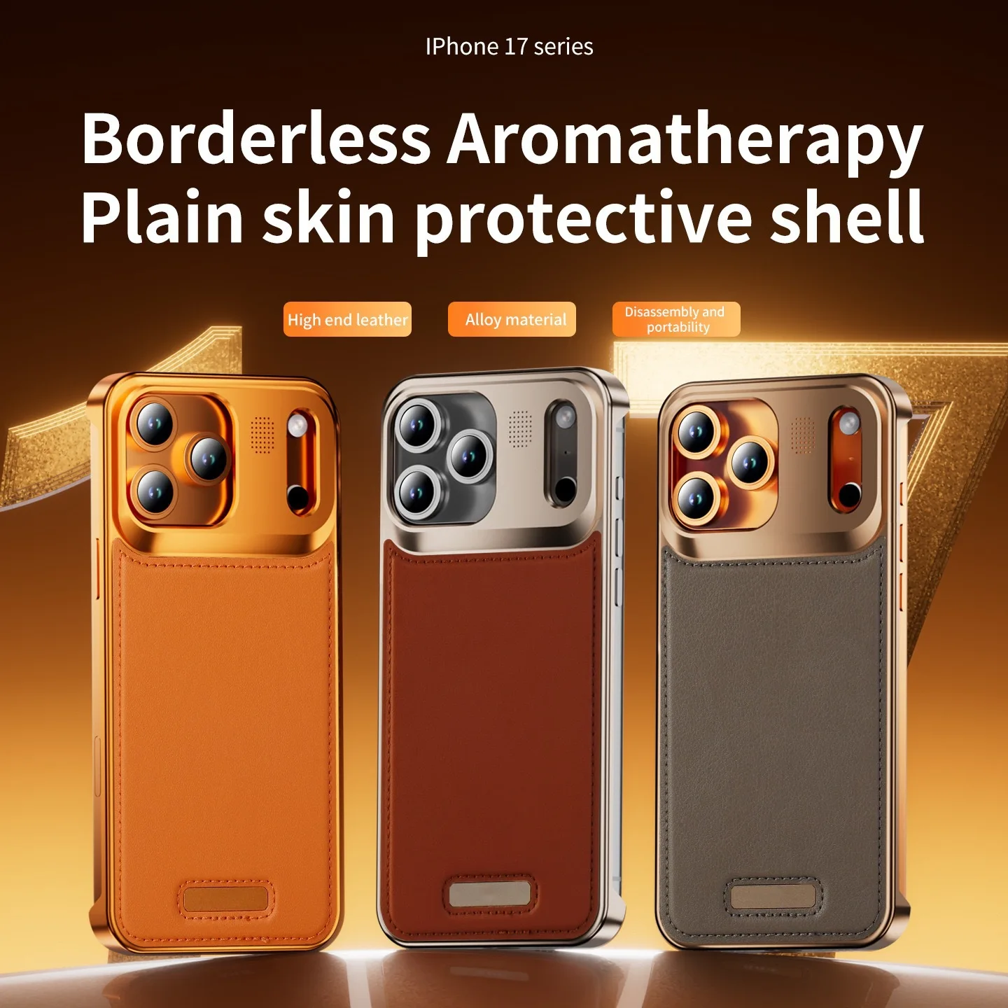 

case for iPhone 17 pro max Leather magnetic protective cover Frameless aluminum alloy Anti-Scratch Anti-Fingerprint Shock Proof