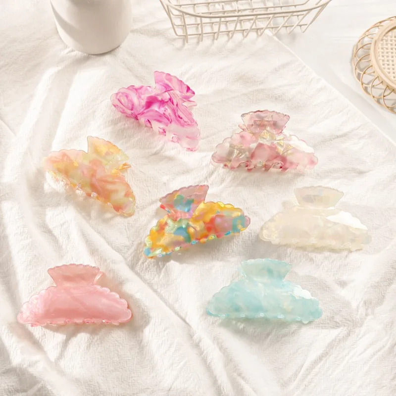 

Hot Sale Korean Style PVC 8cm Hair Clips Colorful Printed Spring Summer Women Hair Accessories