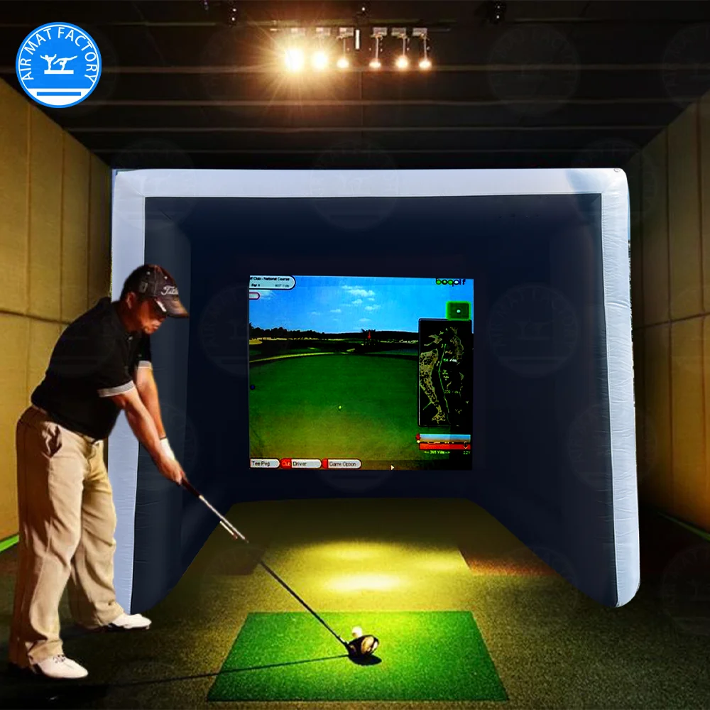 

Stock at US!Inflatable golf practice swing simulator tent, indoor Swing Simulator Net Cage,Perfect for backyard parties 10x9x9ft