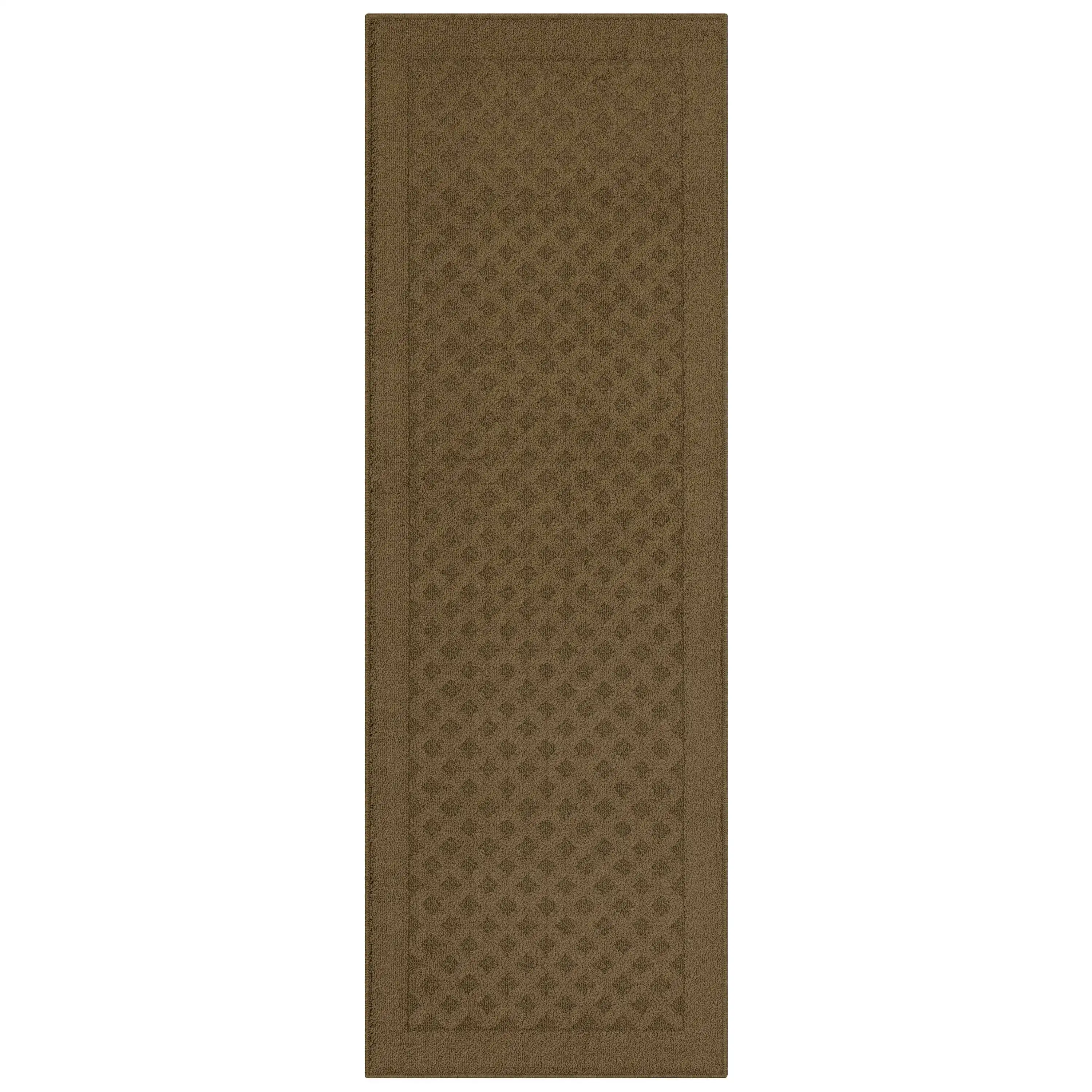 

Dylan Solid Diamond Olefin Brown Indoor Runner Rug, 2'x6'