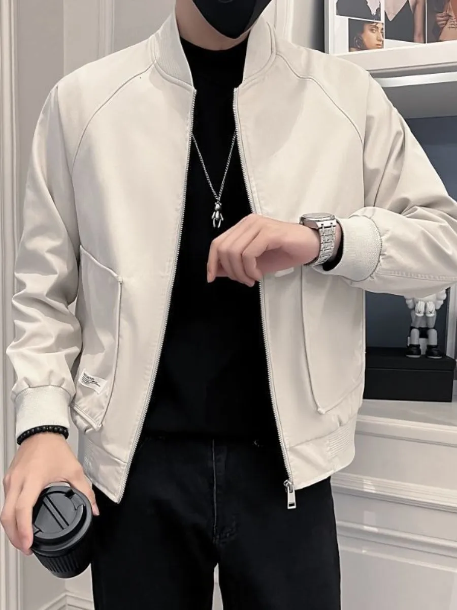 

Slim Fit Men's Baseball Jaet Trendy Outerwear Spring Autumn New Sle Cool Haome Korean Version Breathable Busin Casual