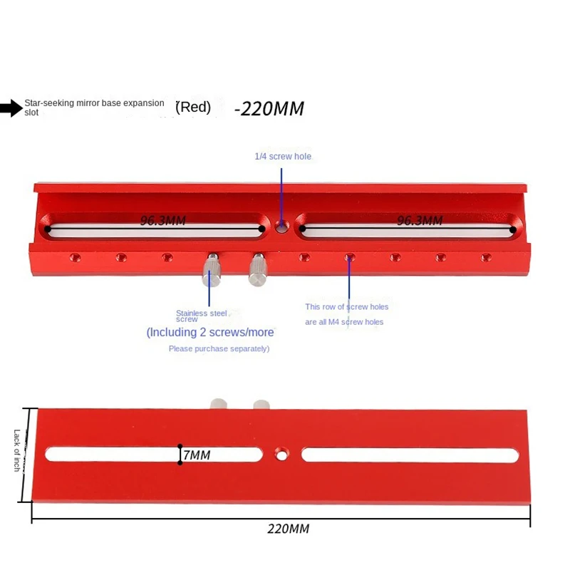 Dovetail Placa Base de Âmbito Finder, 60 Graus Guia Slot Usado como uma alça, usado para instalar Finderscope, Etc Acessórios, 220mm, 360mm