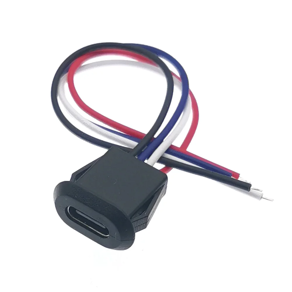 2Pin 4Pin USB Type C Connector Jack Female With card buckle 3A High Current Charging Jack Port USB-C Charger Plug Socket 2P 4P