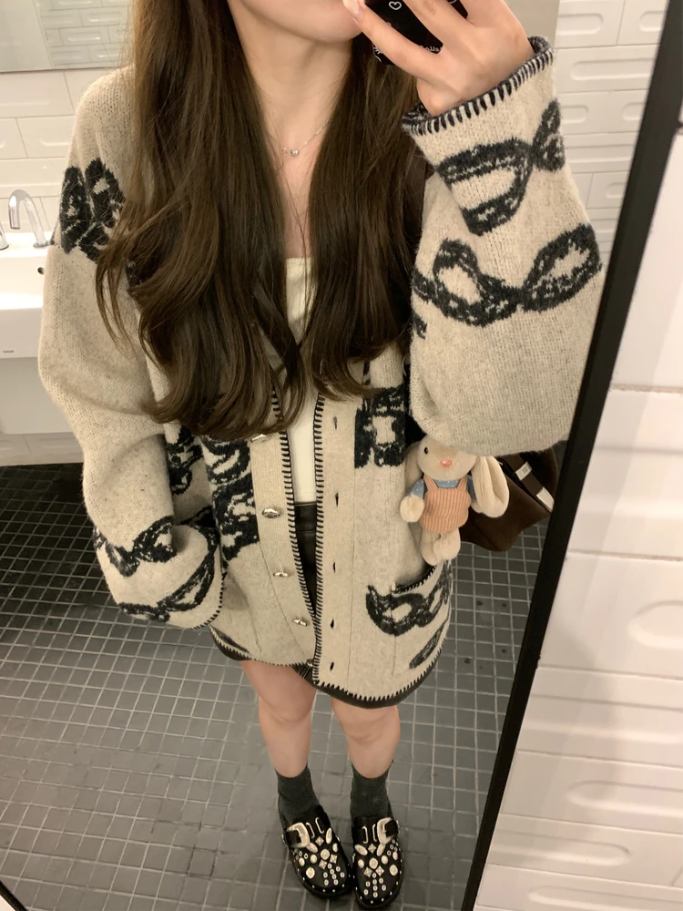 

Warm Faionable Knitted Cardigan Women's Autumn Winter Top ANLINE Wel n V-ne Long Sve Regular Fit Outerwear