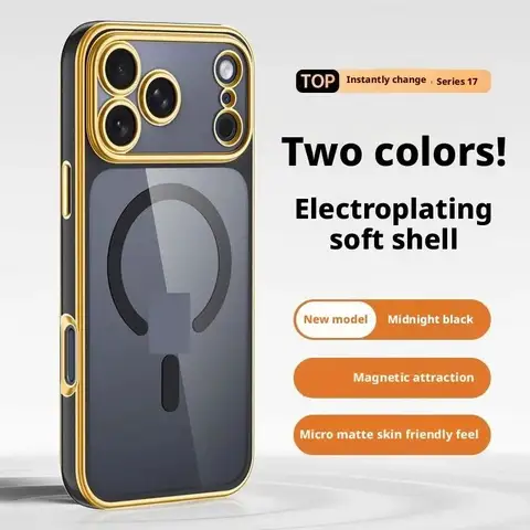 Plating TPU Luxury Phone Case for iPhone 17 Pro Max 13 14 15 16 Pro Max Plus For Magsafe Wireless Charging Shockproof Cover