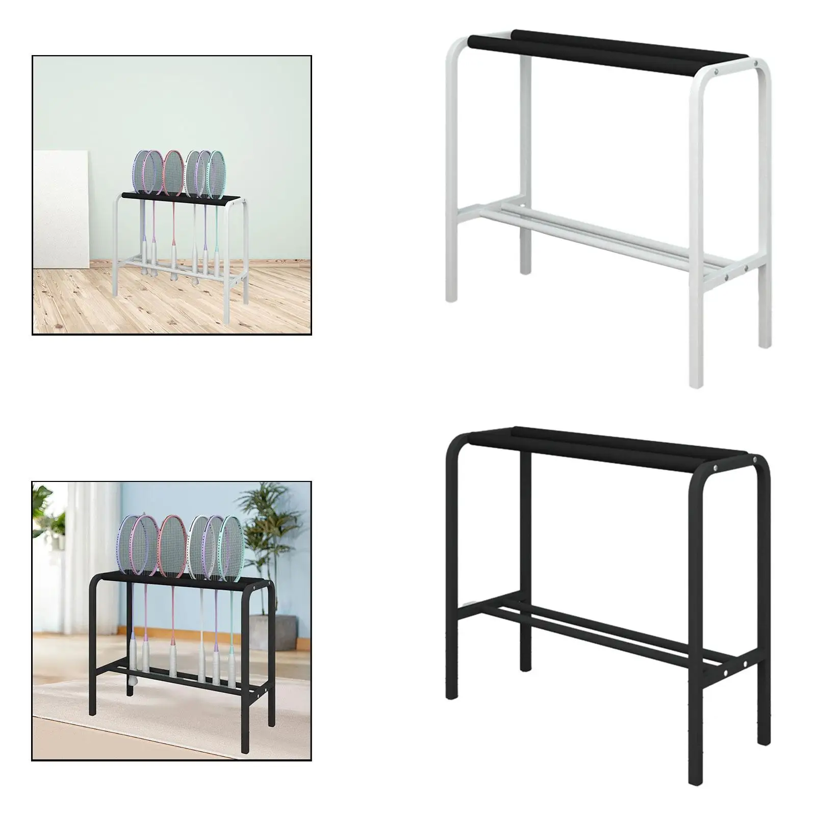 رف تخزين مضرب كرة الريشة، حامل مضارب التنس، ثابت، سهل التركيب، حامل عملي لمضرب التنس