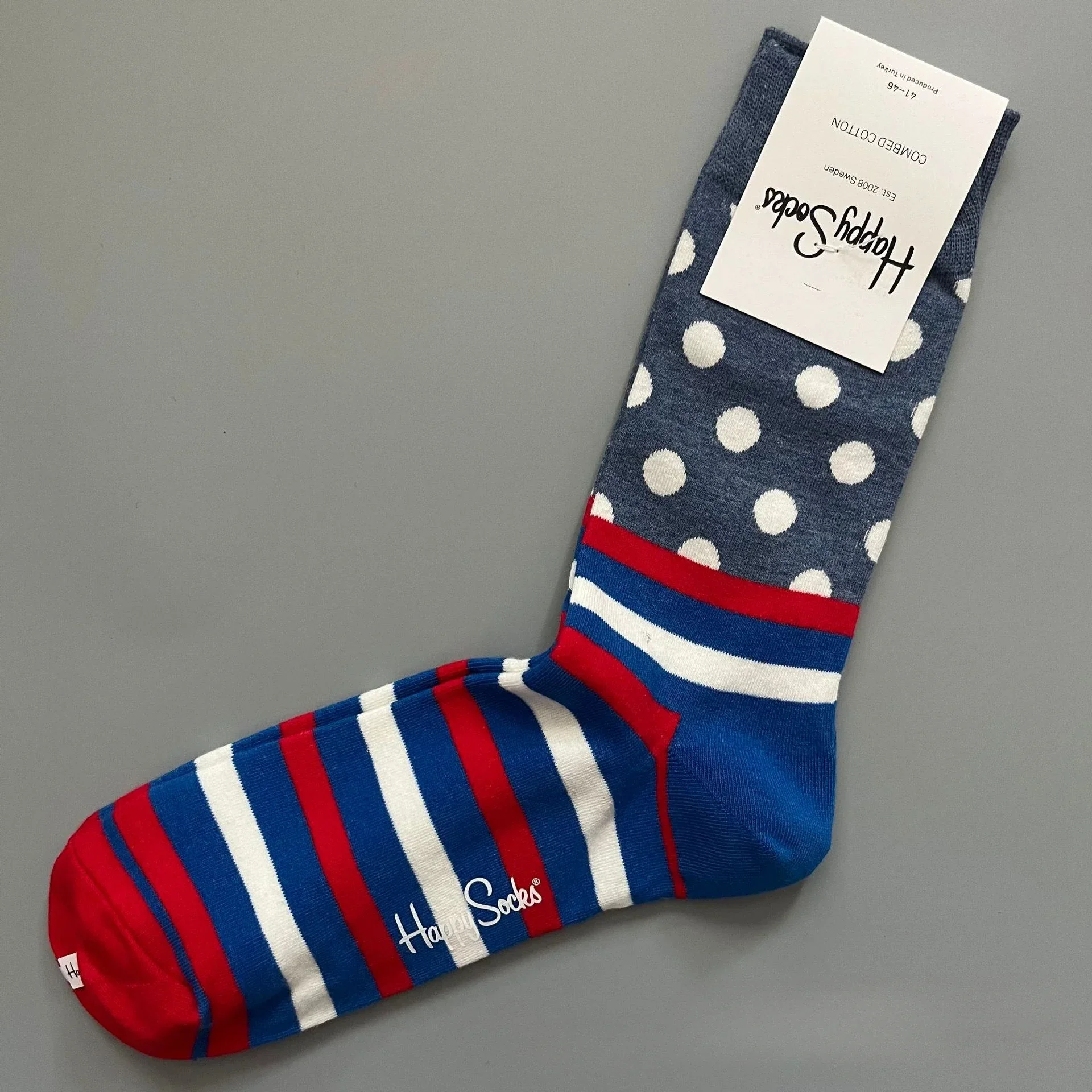 Katoenen Happy Socks Klassieke Crew Sock-schoen voor heren, maat 10 - 13, zacht