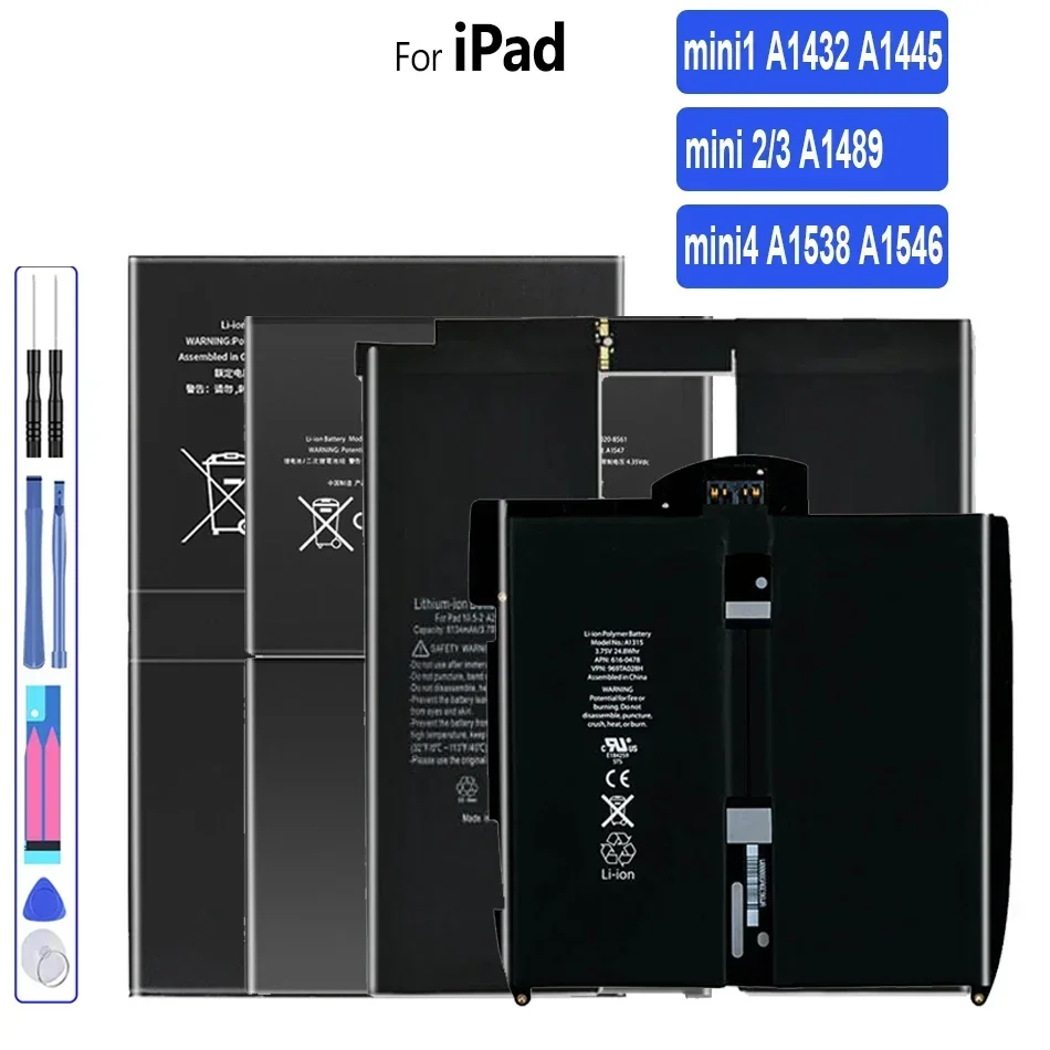 Li-Polymer Battery for iPad Mini 1, 2, 3, 4, Mini3, A1455, A1432, A1454, A1489, A1490, A1491, A1599, A1538, A1546, A1550