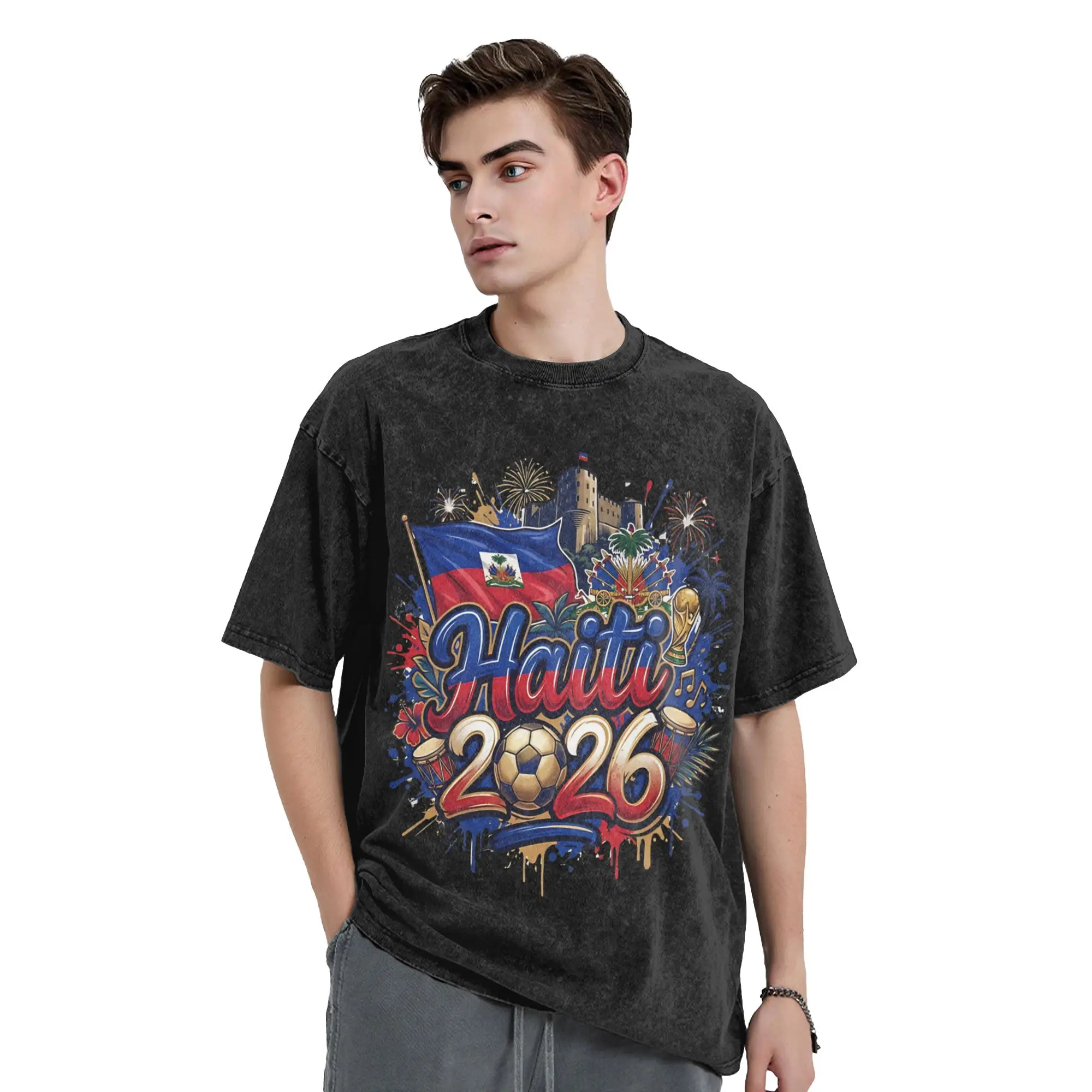 Men Haiti 2026 Football Legacy T-Shirts  Top Tees Summer Classic Short Sleeves T Shirt O Neck Hip Hop Casual Tee Shirt Hot Sale