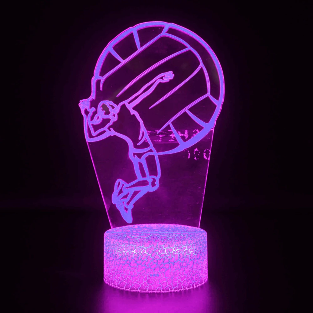 Nighdn Women\'s Play Volleyball Acrylic 3d Night Light Led Colorful USB Table Lamp Bedroom Bedside Xmas Birthday Gift for Girls