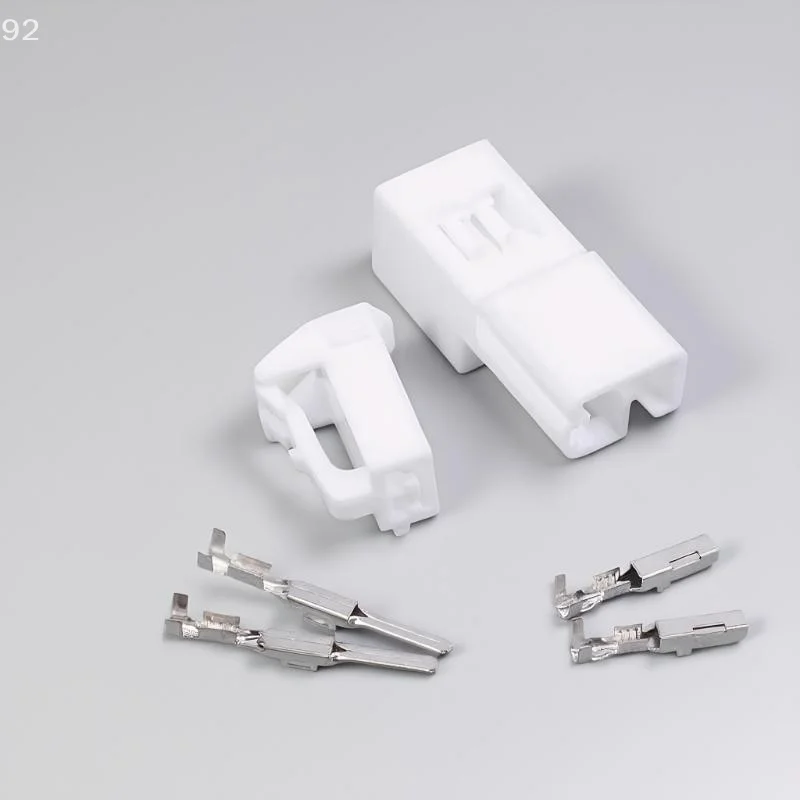White Male Female Plug, DJ7026A-2.2-11/21, 2 Pin Electric Seat Connector with Anti-Theft Device, Ventilation Motor Window