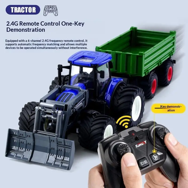 Large Remote Control Tractor Toy 1/24 Scale Push Go Truck Model Educational Gift for Boys Cognitive Learning
