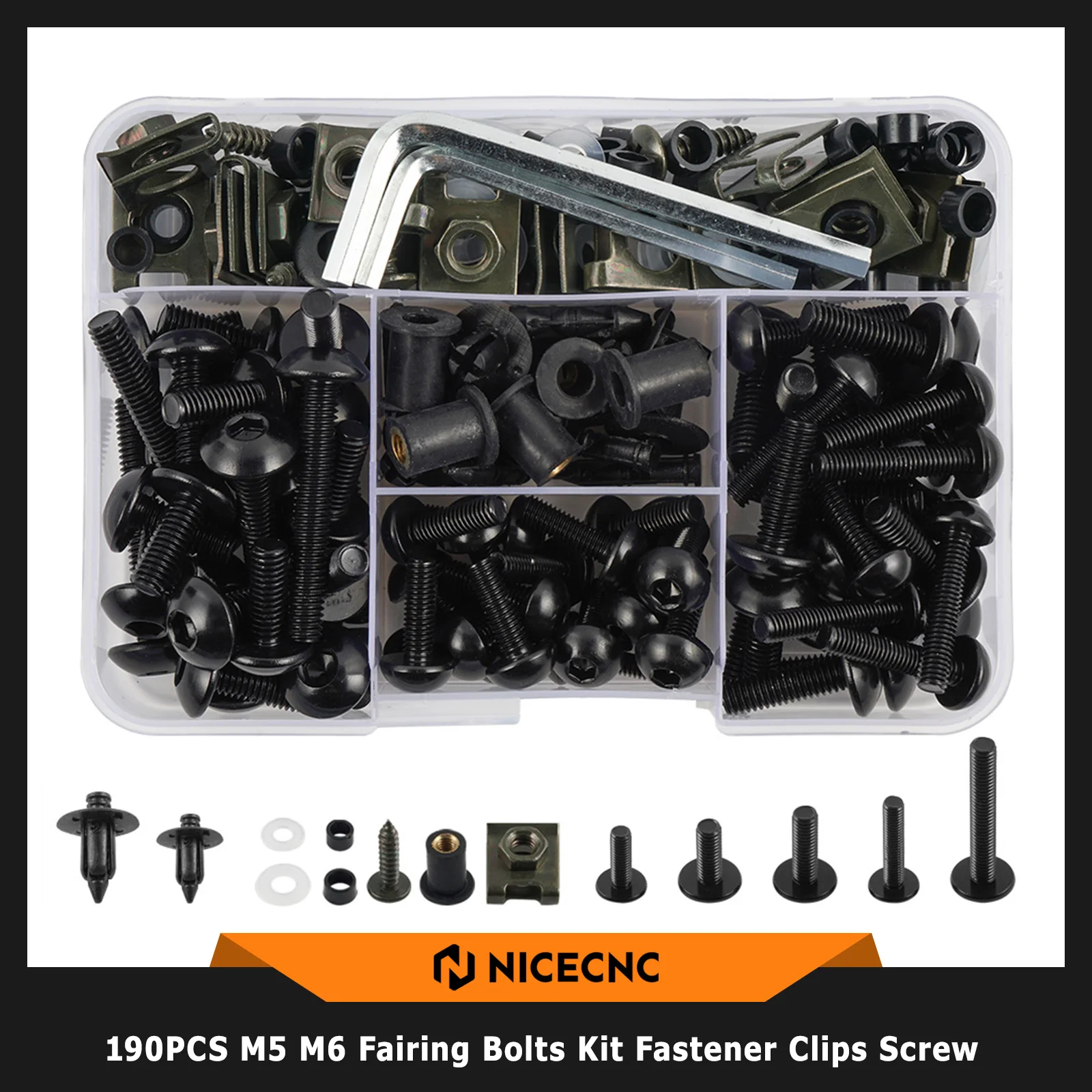 Kit de tornillos y tornillos de carenado para motocicleta, 190 Uds., M5, M6, para Suzuki Hayabusa GSX-R1000 v-strom 650 1050 GSX-S 750 1000 SV650 GSR750