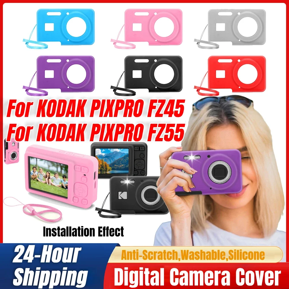 Nuevo para KODAK PIXPRO FZ55/FZ45 funda para cámara digital funda protectora de silicona suave funda para cámara con cordón accesorios para cámara
