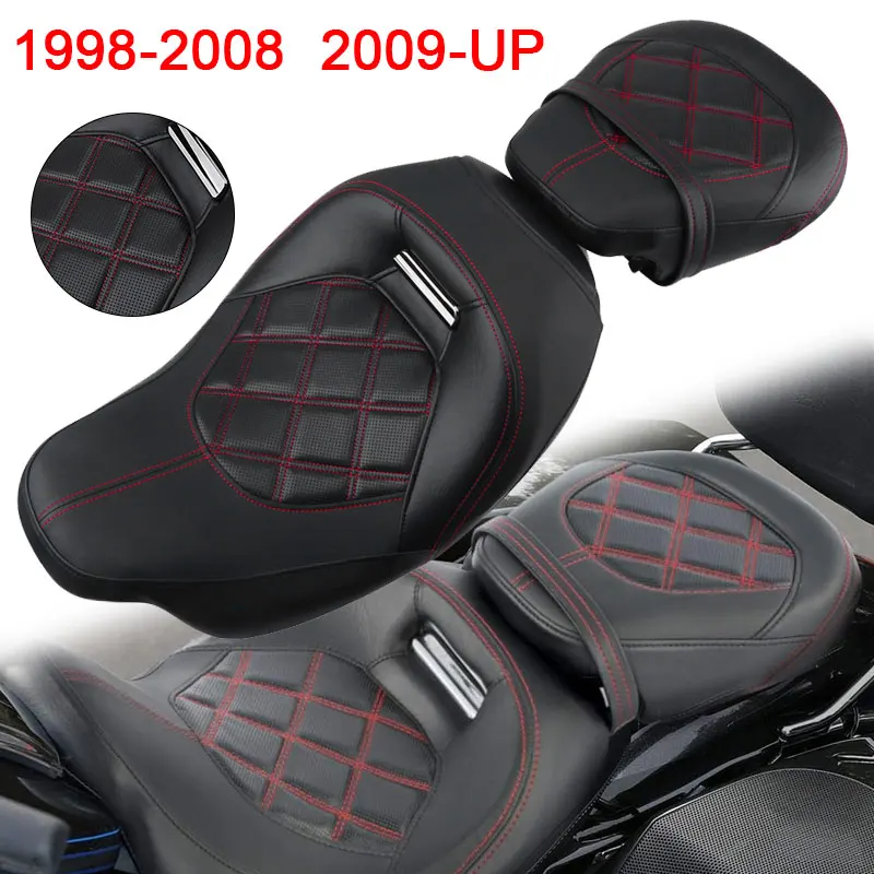 Motorcycle Two-up Driver Passenger Seat For Harley Touring CVO Street Glide Road King Special Classic 1998-2008 2009-2022