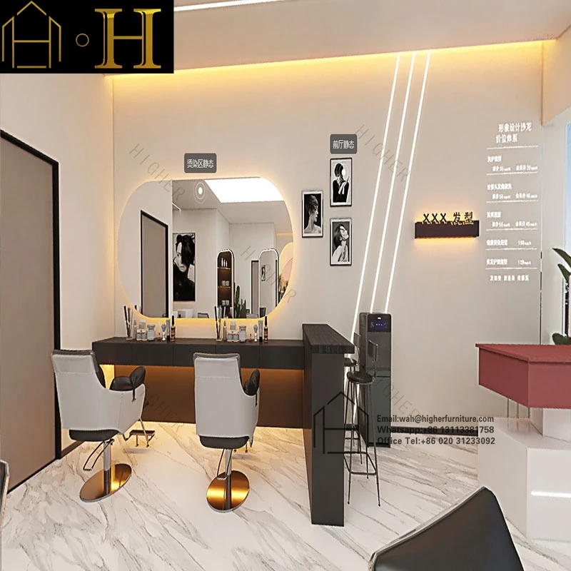 Luxury Gold Frame Single/double Side Hair Salon Mirrors Barber Station Led Salon Mirror Other Salon Furniture