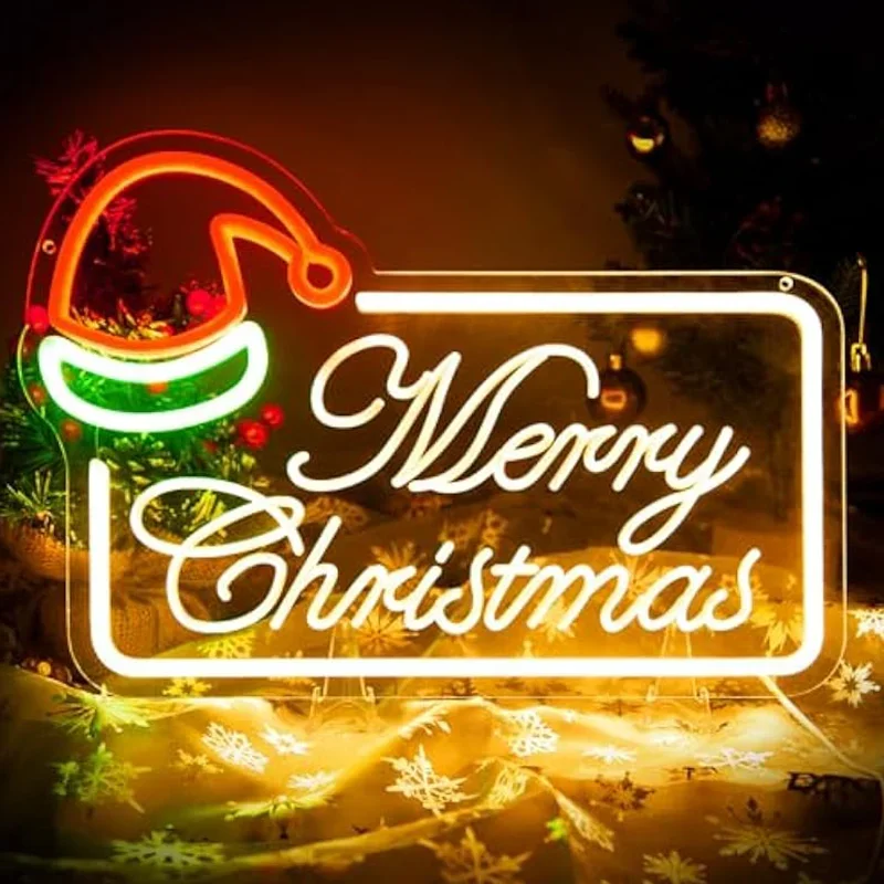 

Merry Christmas Neon Sign Dimmable LED Neon Lights for Wall Decor Ideal Ambient Lighting Holiday Decorations for Home Kids Room