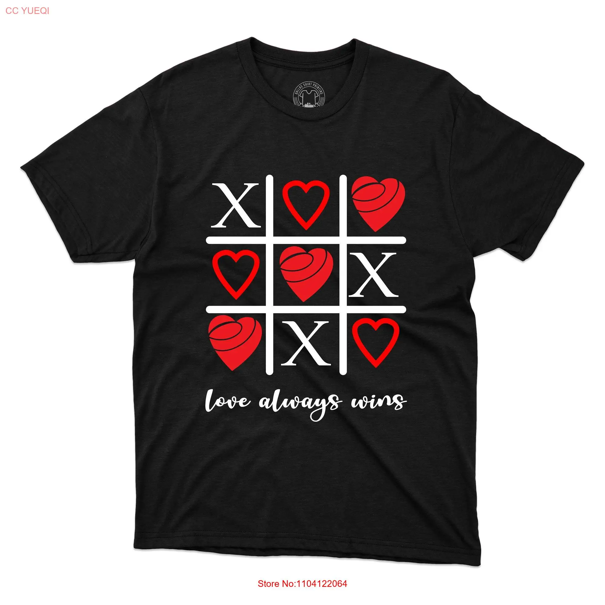 Valentine's Day T Shirt Love Always Wins Tic Tac Toe HearT Cute Lover long or short sleeves