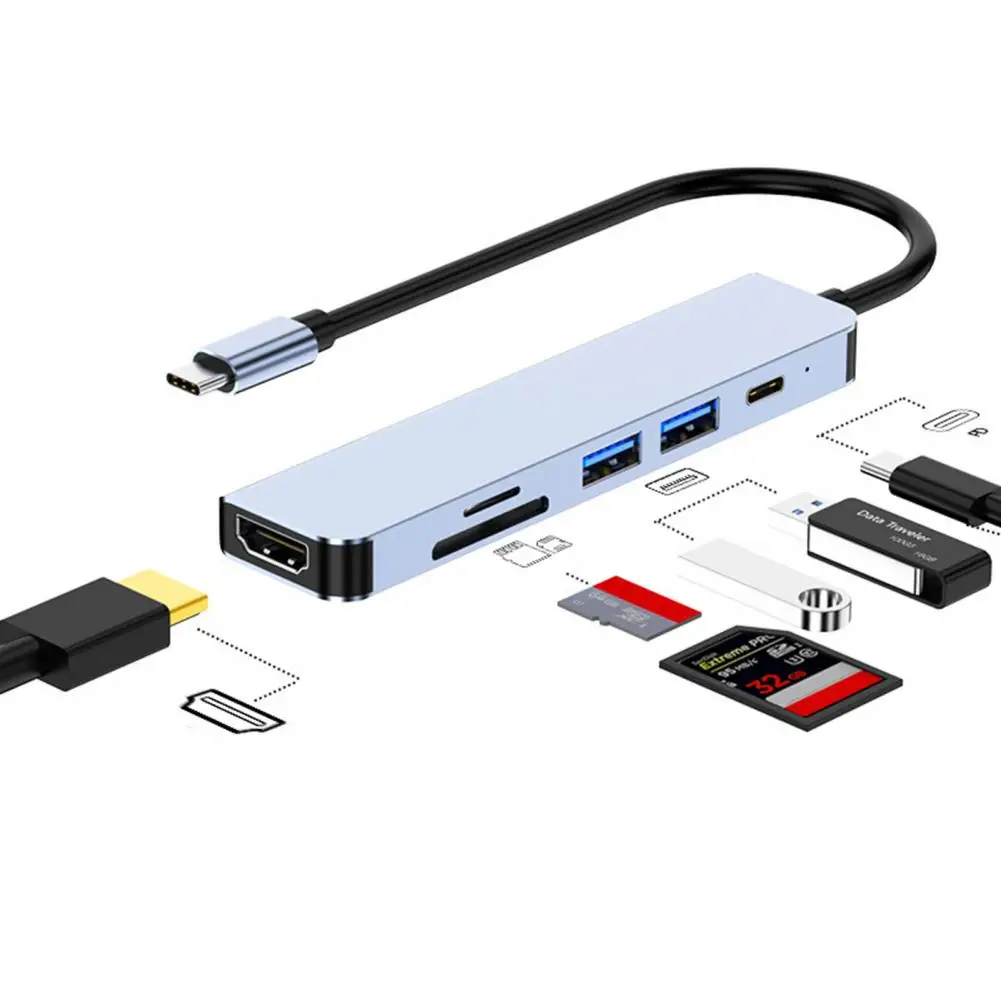 

USB-концентратор, удобный стабильный выход, компактный 6-в-1 USB-концентратор типа C, компьютерные аксессуары