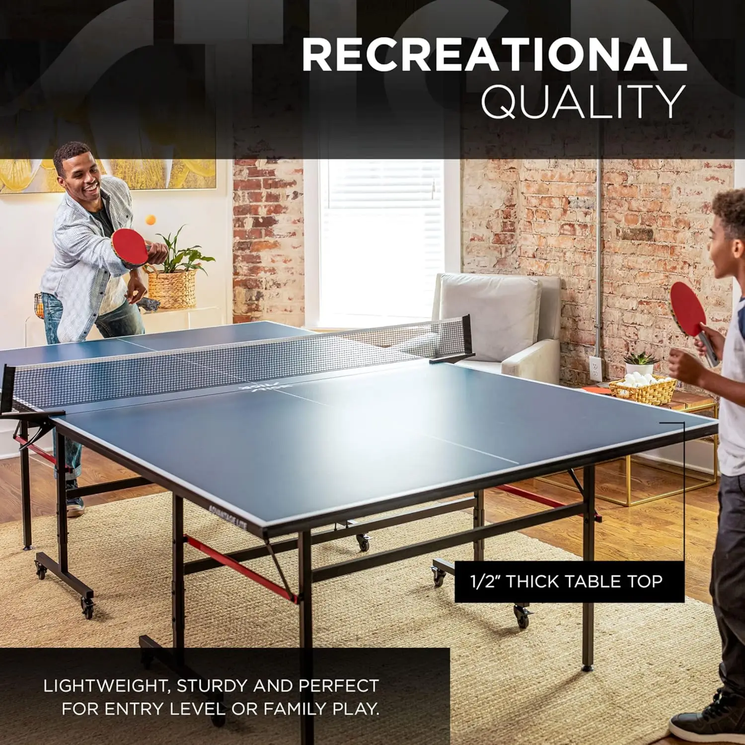 Ping Pong Tables - 13, 15,19 & 25mm Tabletops - Quickplay 10 Minute Assembly  Playback Mode  Recreational to Tournament Level