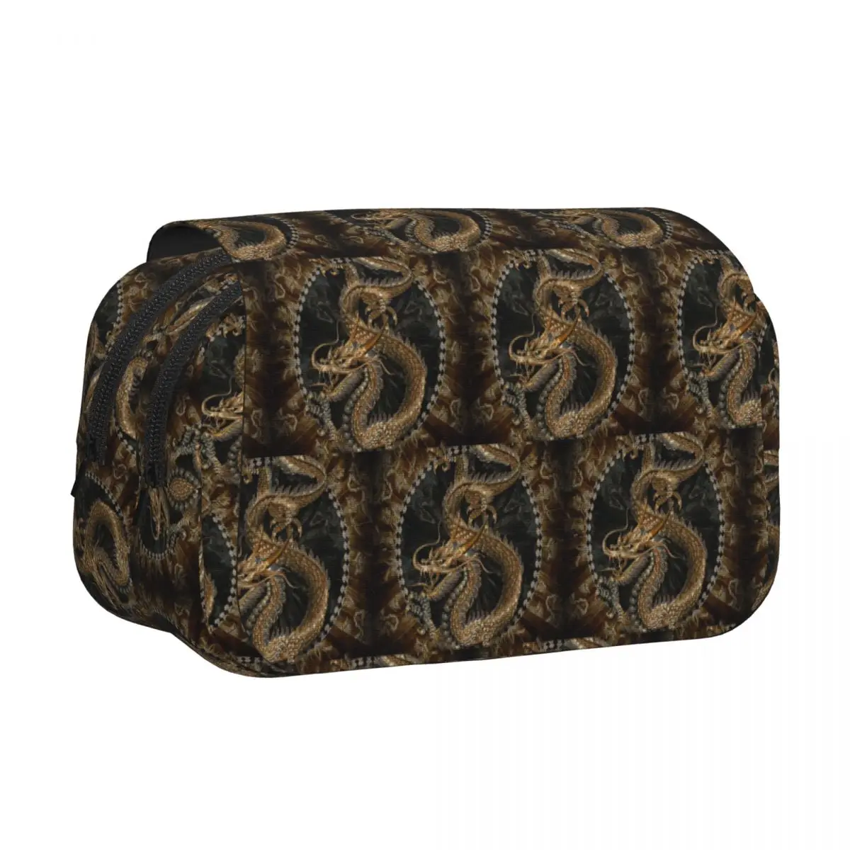Chinese Traditional Golden Dragon Pencil Case Pencil Pouch Hard Shell Leather Big Capacity Pen Box Pencil Bag for Students Gifts