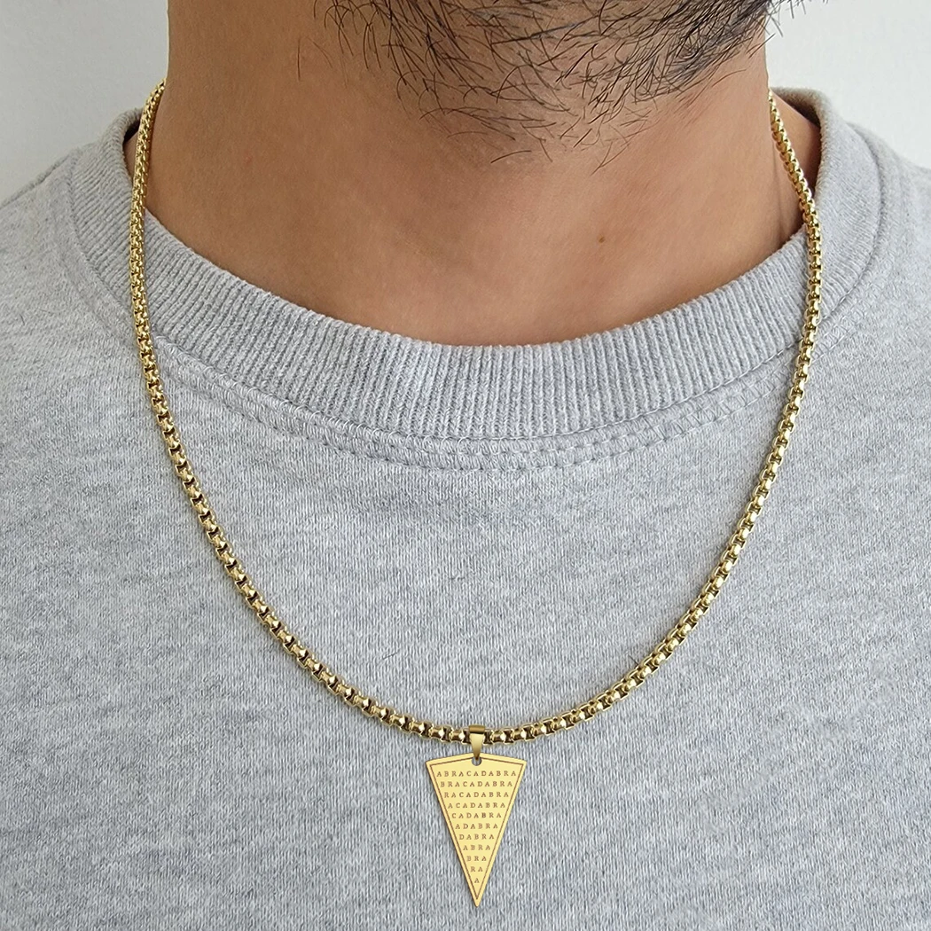 QIAMNI Abracadabra Pendant Abraxas Cabalistic Magic Occult Esoteric Amulet Necklace Stainless Steel Jewelry Collar Chokers Gift