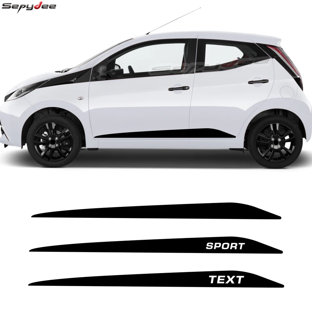 

2Pcs Racing Sport Car Door Side Stripes Skirt Stickers Auto Body Text Customized Graphics Vinyl Decals Car Accessories