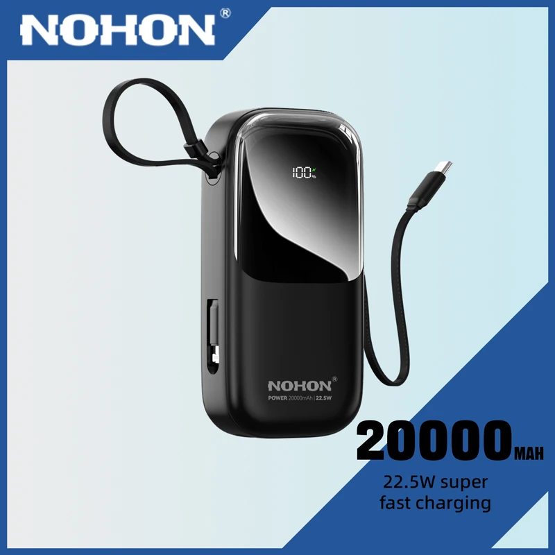 

NOHON 22.5W Power Bank 20000mAh QC Portable Charger Mobile Phone External Battery Powerbank Fast Charging For Laptop Tablet Mac
