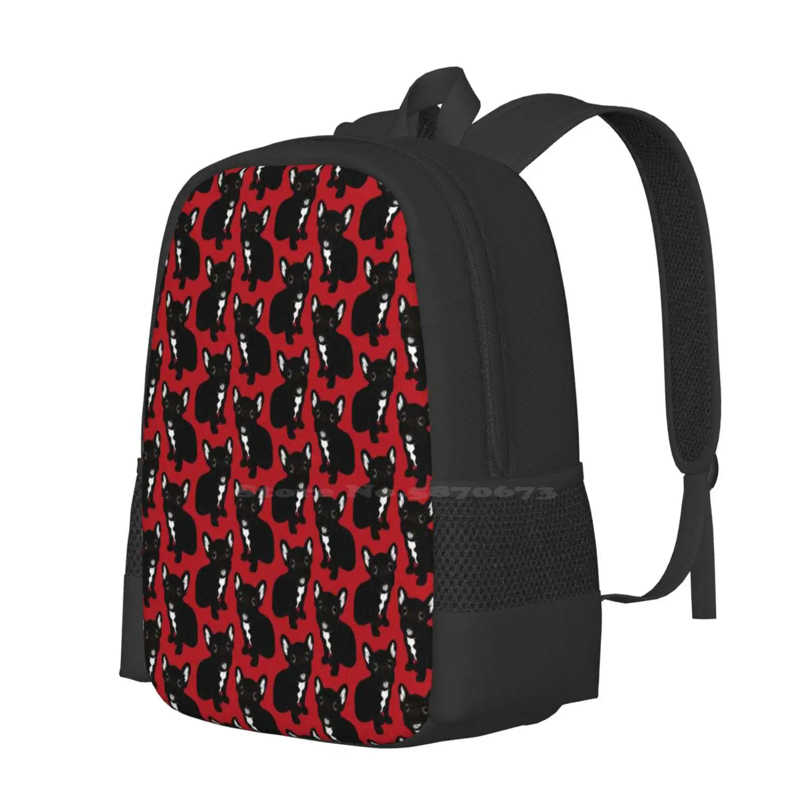 Cute Brindle Frenchie Puppy Teen College Student Backpack Pattern Design Bags Brindle Frenchie French Bulldog Pets Life Puppy