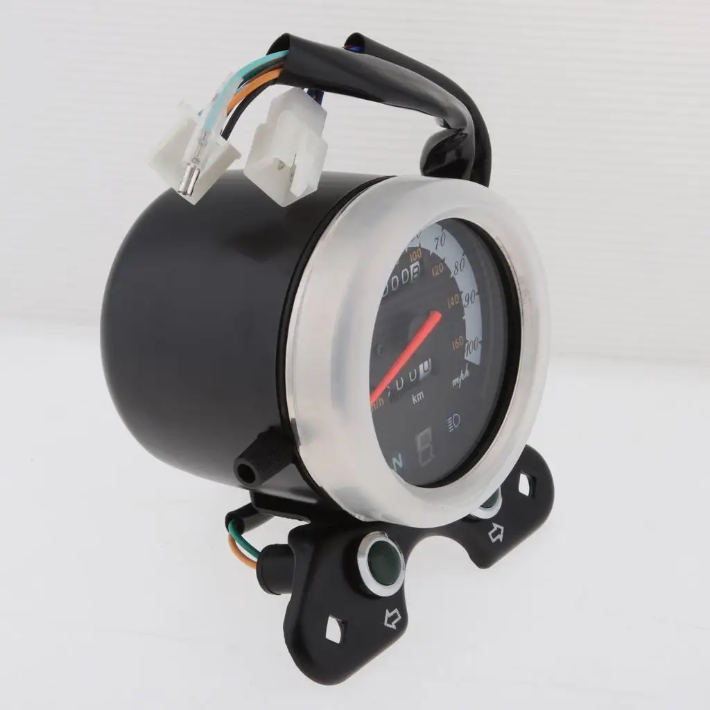 

Motorcycle Speedometer Backlit Tachometer Digital Odometer Display Gauge for 125cc Scooter Speedo Meter Bracket Mount