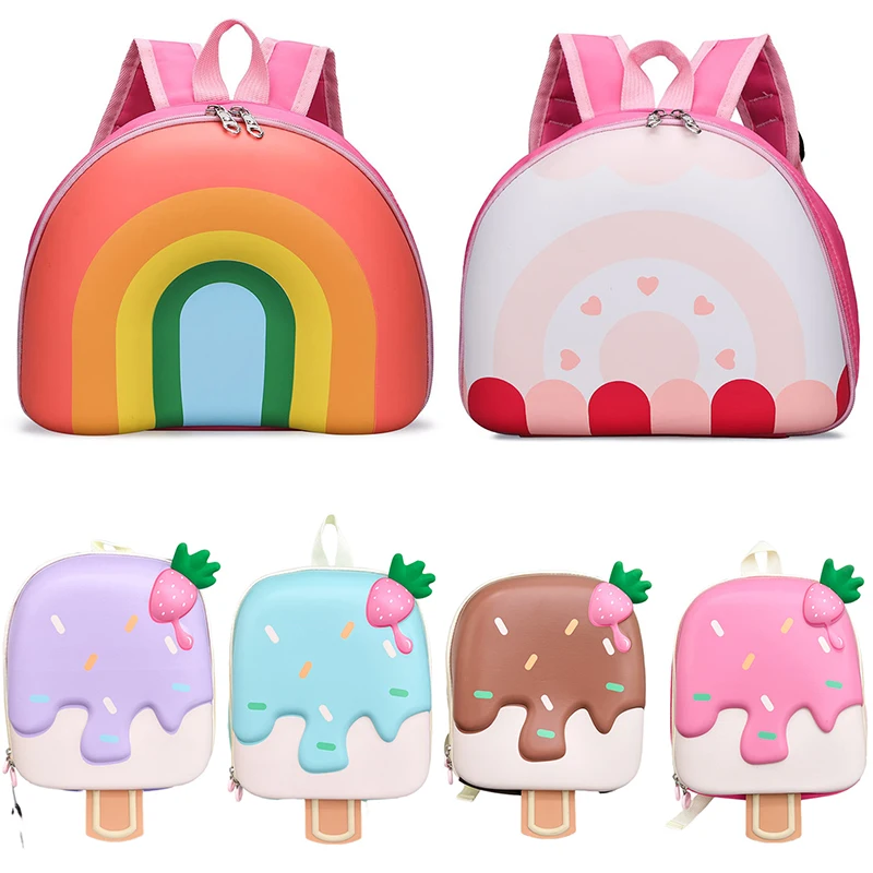 2024 New Korean Version Ice cream Shape Children\'s Backpack Kindergarten Schoolbag 3-5 Years Old Boys Girls Cute Children Bag