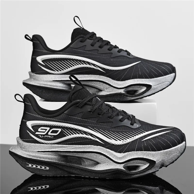 Herren-Freizeitsportschuhe, trendige, dämpfende Laufschuhe mit dicker Sohle, atmungsaktive, leichte Sportschuhe aus Mesh-Material, Laufschuhe mit hoher Dämpfung und weicher Sohle, rutschfest und abriebfest, für Jugendliche und Studenten. – Detail 3