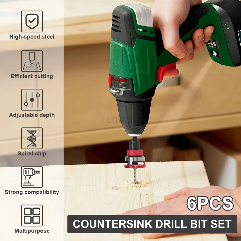 

Деревообрабатывающее сверло с зенковкой, сплавное коническое сверло для отверстий, регулируемая глубина, скрытый винт, инструменты для открытия отверстий с потайной головкой