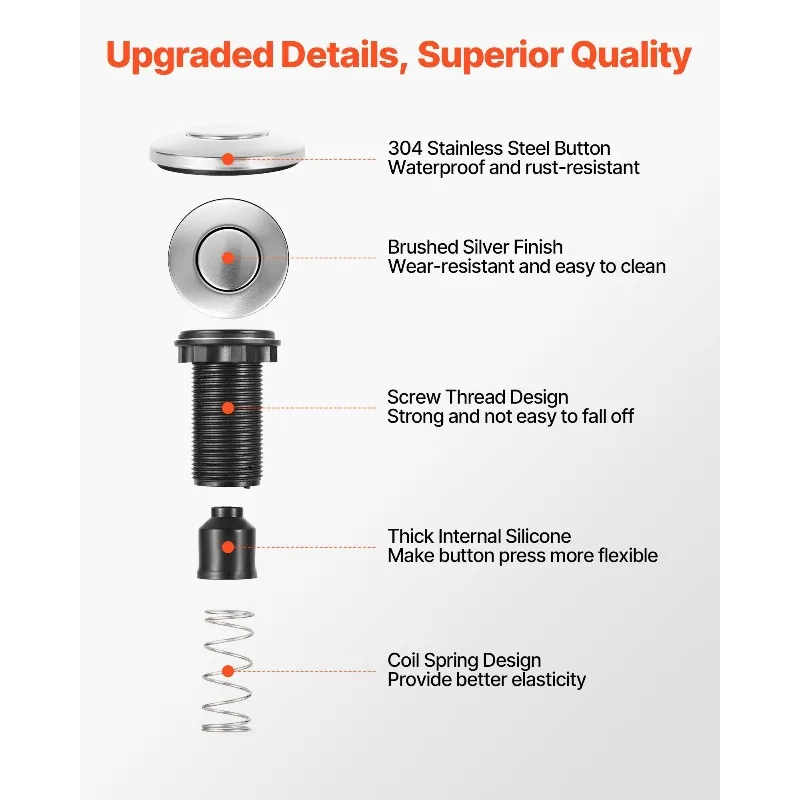 Luchtschakelaarset voor afvalverwijdering Dubbele uitlaat Luchtschakelaar op gootsteen 3,5 inch