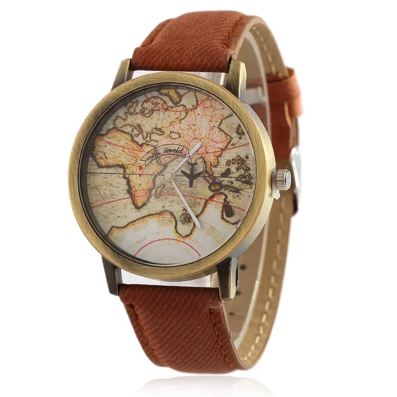 Maps Version Strap Watches Men and Women of The Vintage Canvas Strap Female Clock Dress Gift Reloj Hombre Horloges Relógio