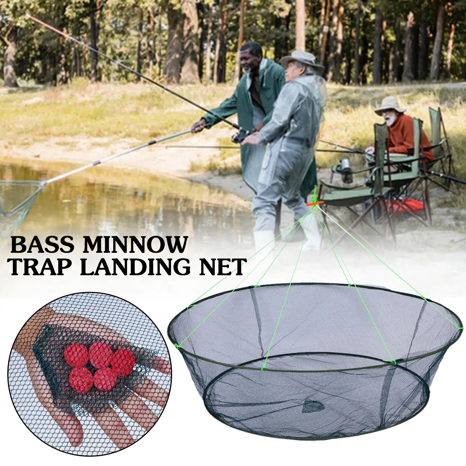 Folding Fishing Net Portable Crab Prawn Shrimp Catcher Bait Trap Cage Drop Netting For Fishing Gear Accessories