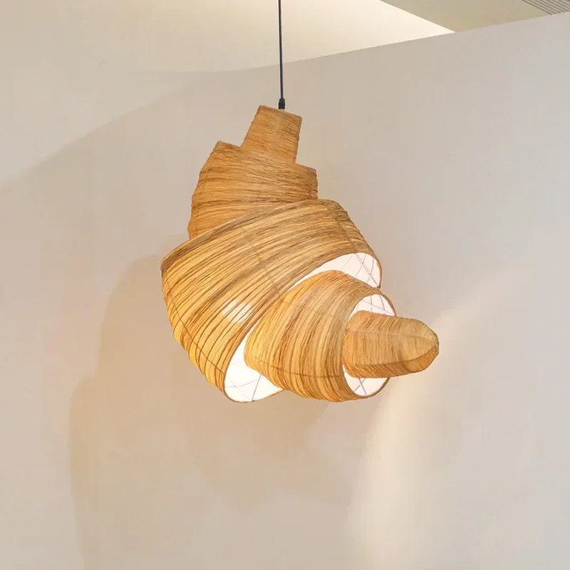 Minimalist Nordic Croissant Bakery Cloth Fabric Shaped LED Pendant Light Indoor Lamps for Living Room Home Decoration Chandelier